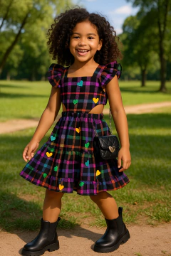 Vestido Laila xadrez cores na internet