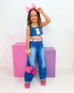 Conjunto jeans c/ cinto - Mariana Store KIDS