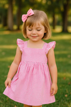 Vestido xadrez rosa - Mariana Store KIDS