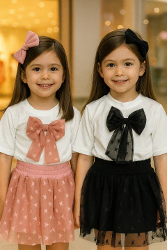 Conjunto blusa e laço de tule - comprar online