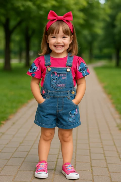 Macaquinho jeans Stitch na internet