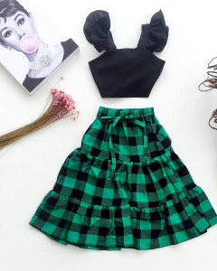 Conjunto midi Xadrez verde