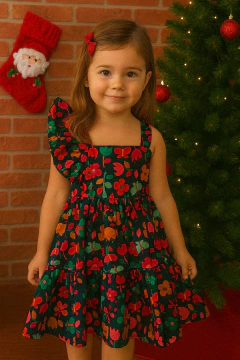 Vestido infantil com estampa floral - comprar online