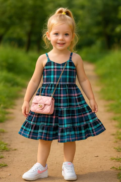 Vestido xadrez com amarração - comprar online