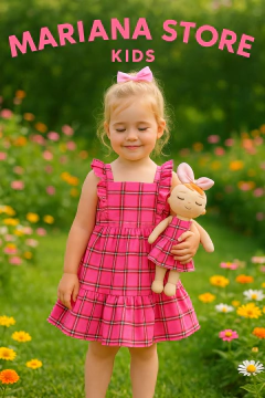 Vestido xadrez pink laço na internet