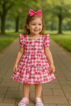 Vestido cerejinha laço na internet