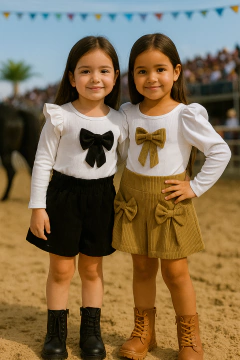 Conjunto laço veludo bege - comprar online