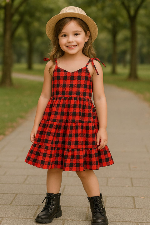 Vestido xadrez amarração - comprar online