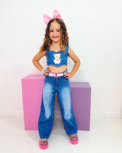Conjunto jeans c/ cinto na internet