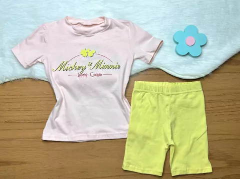 Conjunto ciclista minnie amarelo