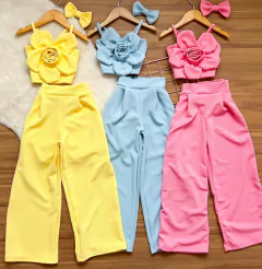 Conjunto calça pantalona flor na internet