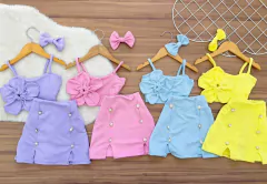 Conjunto short saia e cropped flor na internet