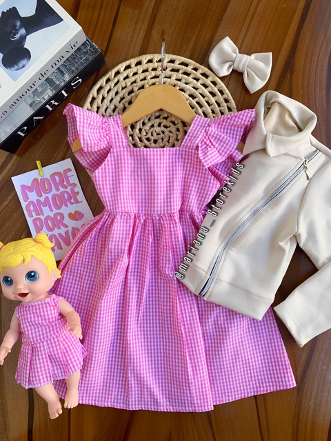 Vestido xadrez rosa - comprar online