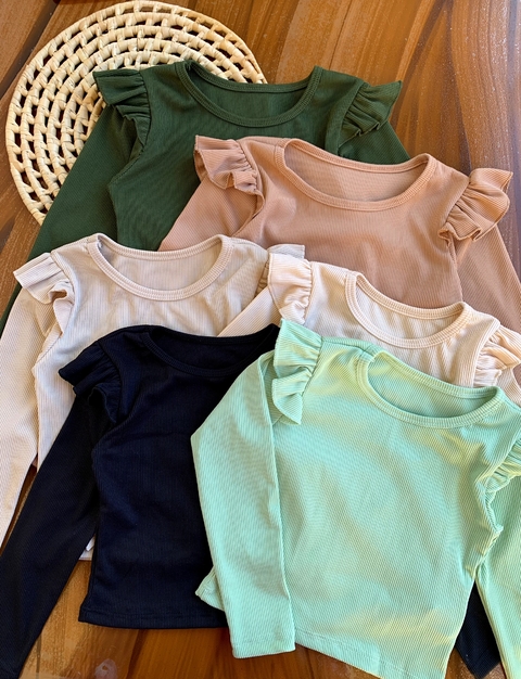 Blusas manga longa caneladas