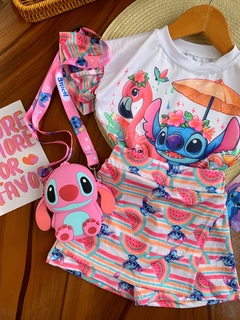 Conjunto cropped e short saia stitch na internet