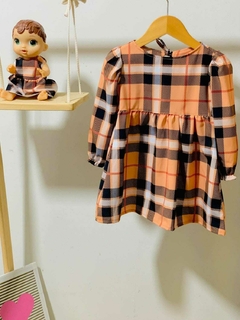 Vestido xadrez manga comprida - comprar online