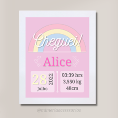 Quadro Registro de Nascimento Cheguei Alice - comprar online
