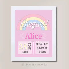 Quadro Registro de Nascimento Cheguei Alice - comprar online
