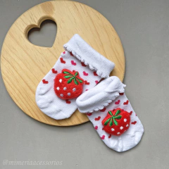 Meia Baby Morango Branca