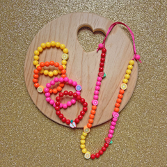 Kit de Pulseiras + Colar Infantil Frutinhas - 5 itens