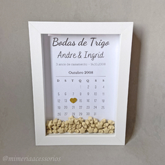 Quadro de Origami Bodas de Trigo Andre e Ingrid