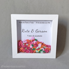 Quadro de Origami Bodas de Flores e Frutas Rute e Gerson