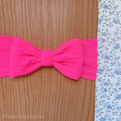 Faixa Turbante Básica Laço Rosa Neon