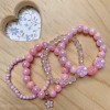 Kit de Pulseiras Infantil Flores Rosa - 4 itens