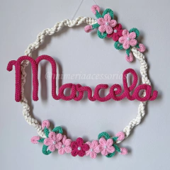 Porta Maternidade Tricotin Marcela + Arco Macramê + Flores - comprar online