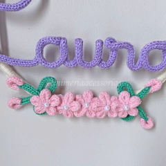 Porta Maternidade Tricotin Maria Laura + Aro + Flores - Mimeria Acessórios