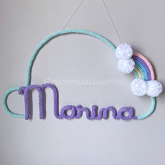 Porta Maternidade Tricotin Marina + Nuvem + Arco Íris