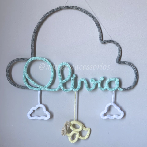 Porta Maternidade Tricotin Olívia + Nuvem com Avião - comprar online