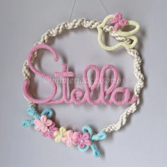 Porta Maternidade Tricotin Stella + Arco Macramê + Flores e Passarinho - comprar online