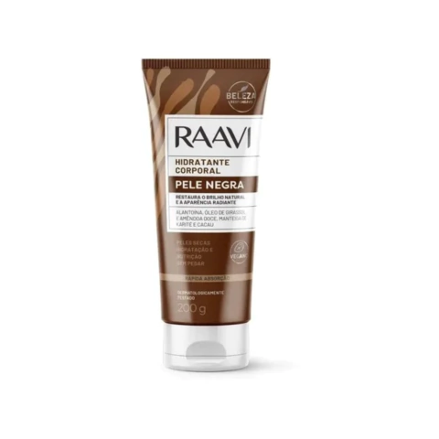 Hidratante Corporal Raavi Pele Negra 200g Rápida Absorção