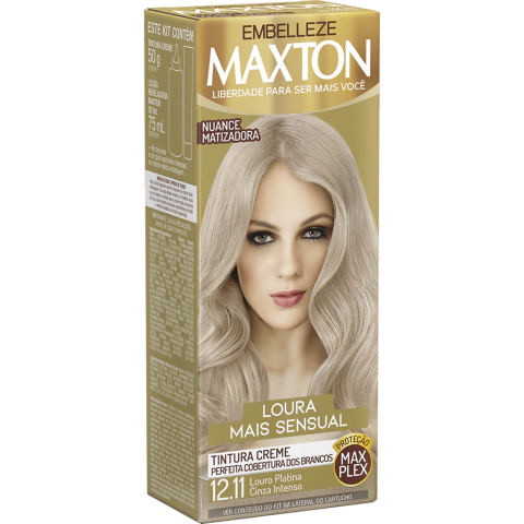 Tintura Maxton Creme 150g Cor 12.11 Louro Platinado Cinza Intenso Loura Sensual