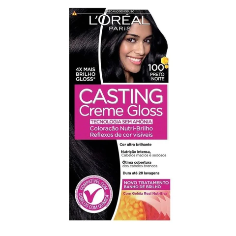 Tintura Tonalizante Loreal Paris Casting Creme Gloss 150g Cor 100 Preto Noite
