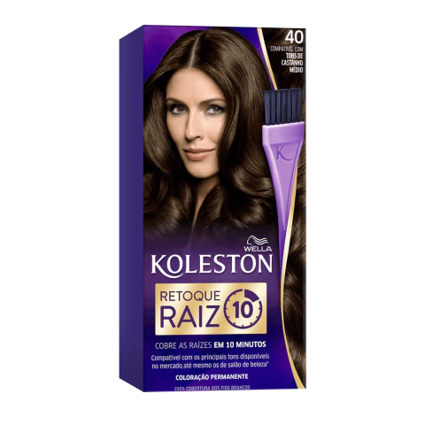 Tintura Koleston Retoque de Raiz 10 Min 250g Cor 40 Tons de Castanho Médio