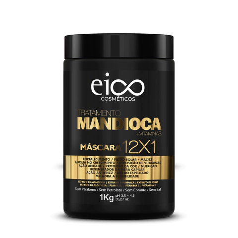 Máscara Capilar Eico Mandioca 1000g com Vitaminas 12×1