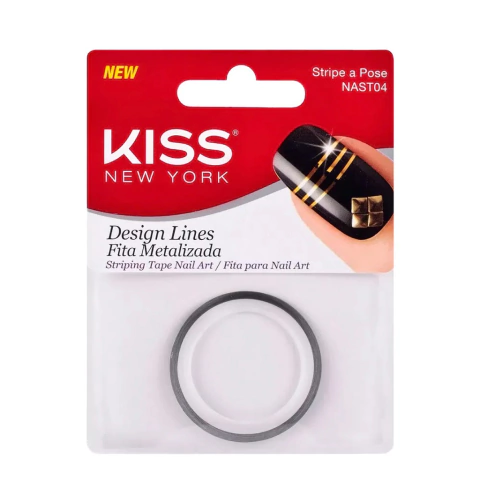 Fita Metalizada Unhas First Kiss NY Design Lines 1 unid Strip a Pose NAST04