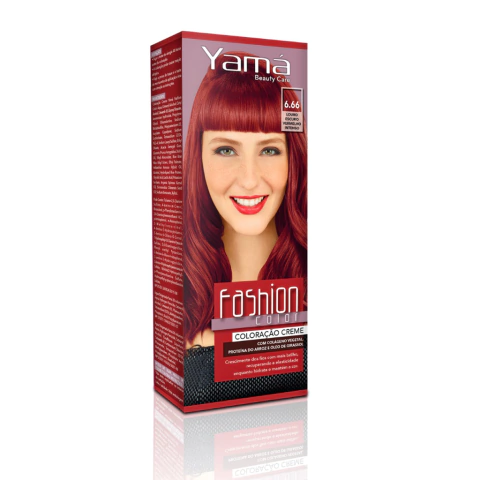 Tintura Mini Kit Yamá Fashion Color Beauty Care 60 g Cor 6.66 Louro Escuro Vermelho Intenso