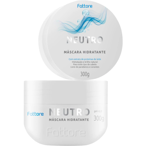 Máscara Fattore Neutro Perolado 300ml Para Todos os Tipos de Cabelos Livre de Parabenos e Corantes