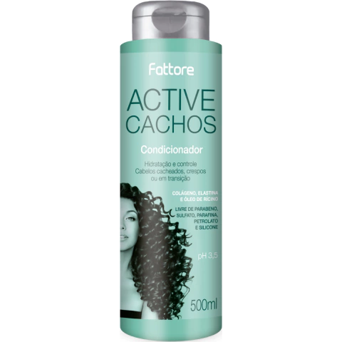 Condicionador Fattore Divine Active Cachos 500ml Hidratação e Controle