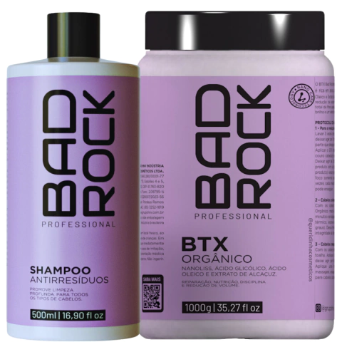 B-tox Orgânico Hanova Bad Rock 1000ml + Shampoo Antirresiduos Hanova
