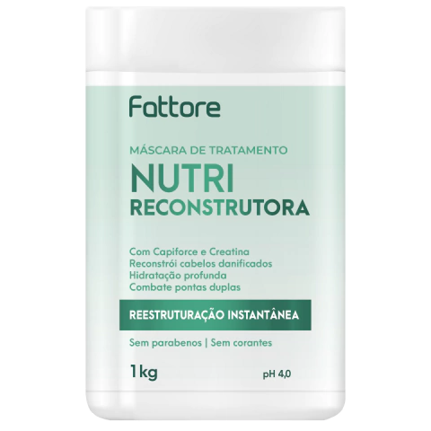 Máscara de Tratamento Fattore 1Kg Nutri Reconstrutora Reestruturação Instantânea Hidratação Profunda