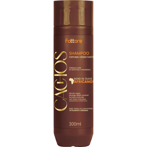 Shampoo Fattore Óleos Africanos 300ml p/ Todas as Curvaturas Livre de Sulfatos e Parabenos