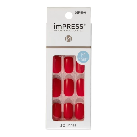 Unhas Autocolantes First Kiss ImPress Quadrado Médio 30 unid BIPM190