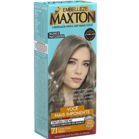 Tintura Maxton Creme 150g Cor 7.1 Louro Cinza Médio Loura Você Imponente