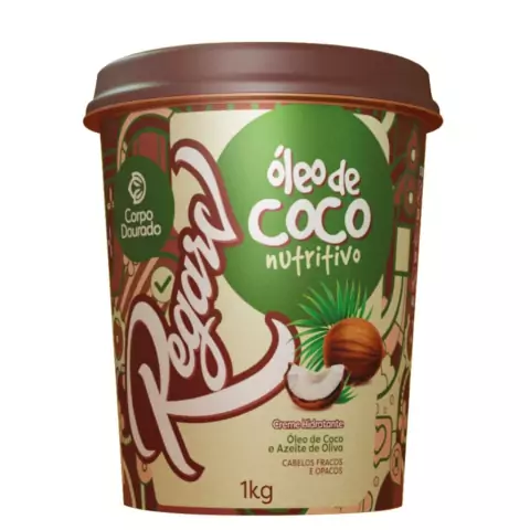 Máscara de Hidratação e Creme de Pentear Corpo Dourado Regarv 1kg Óleo de Coco Nutritivo para Cabelos Fracos