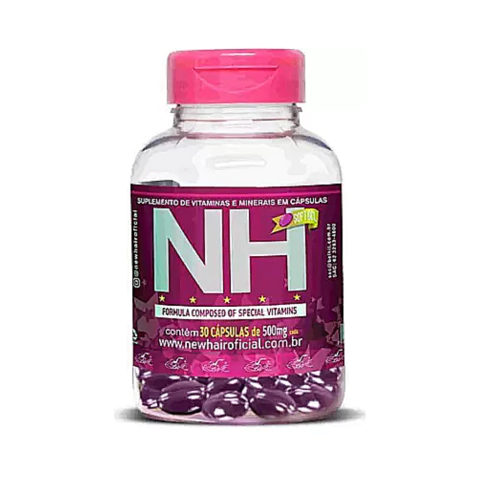 Suplemento New Hair - NH - Cabelo, Pele e Unha C/30 Cápsula de 500MG CADA