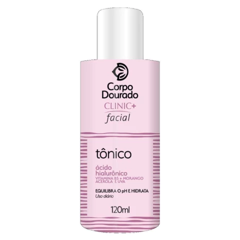 Tônico Facial Clinic+ Corpo Dourado 120ml Equilibra o PH e Hidrata
